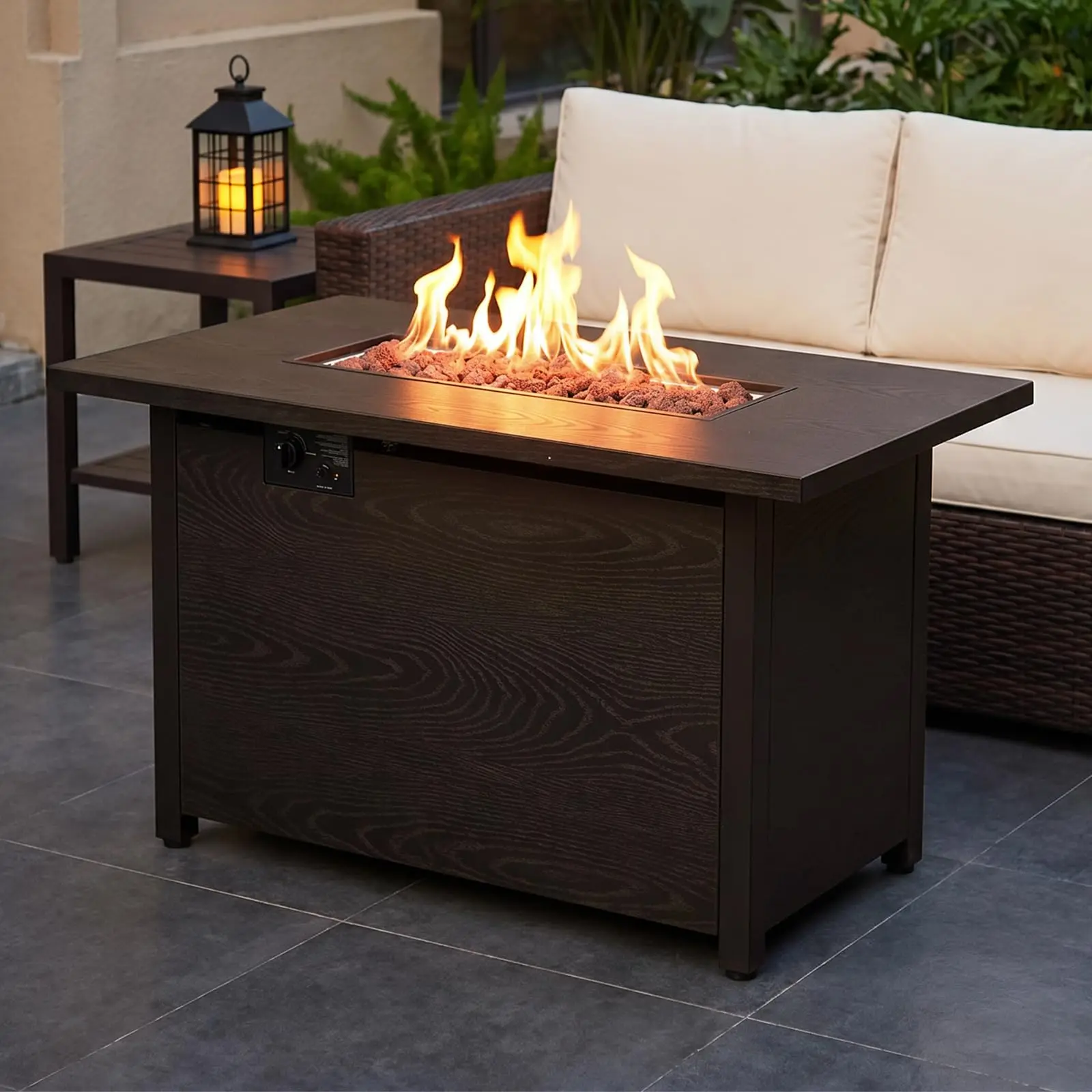 42-Inch Fire Pit Table, Recular Propane Fire Pit Table with Lava Stones, CSA Certification, 50000 Output