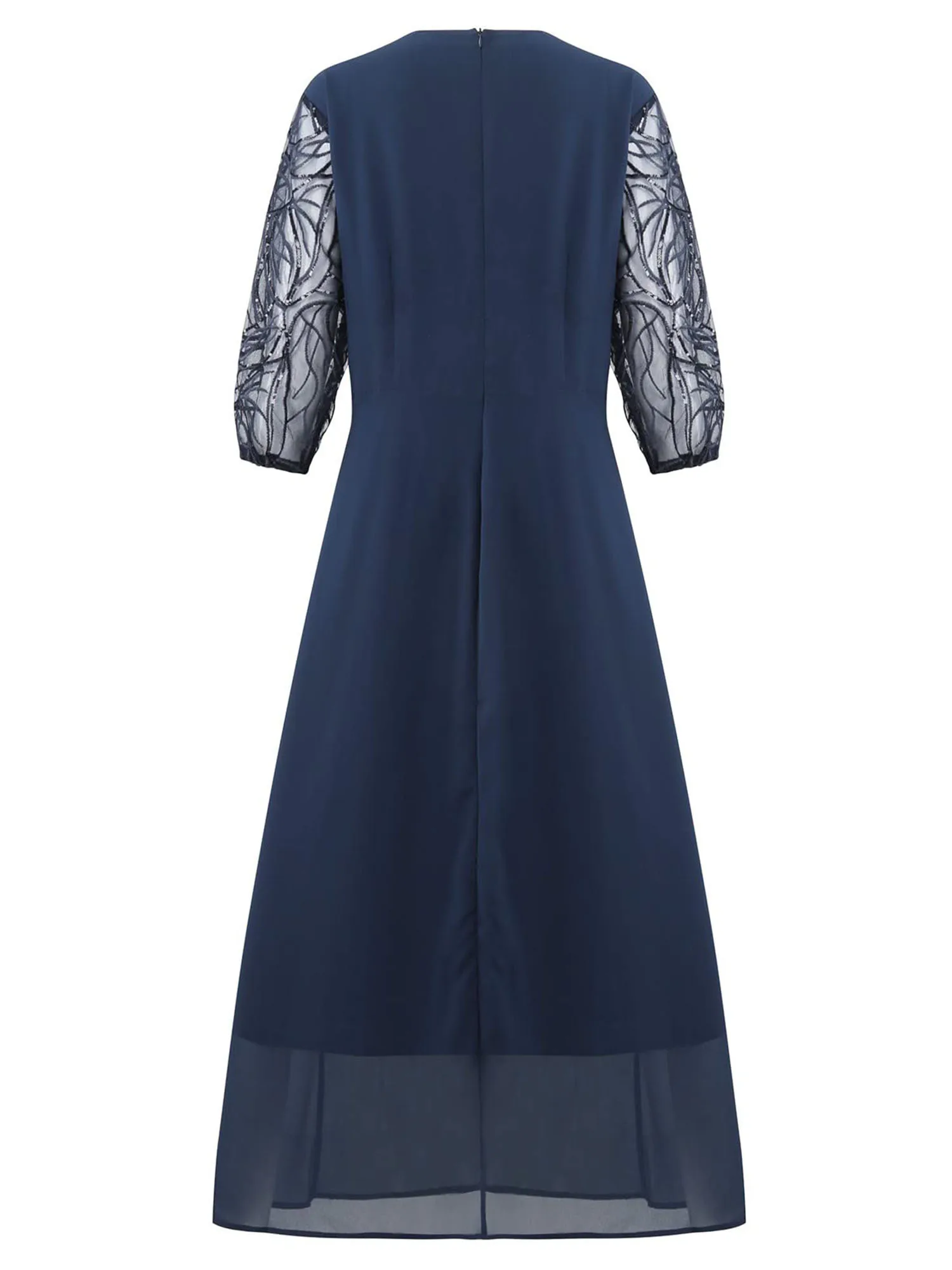 Plus Size Elegant Lace Midi Dress Womens Ruffled Chiffon Casual Wedding Party Gown Female Cocktail Evening Fashion Dress 2024