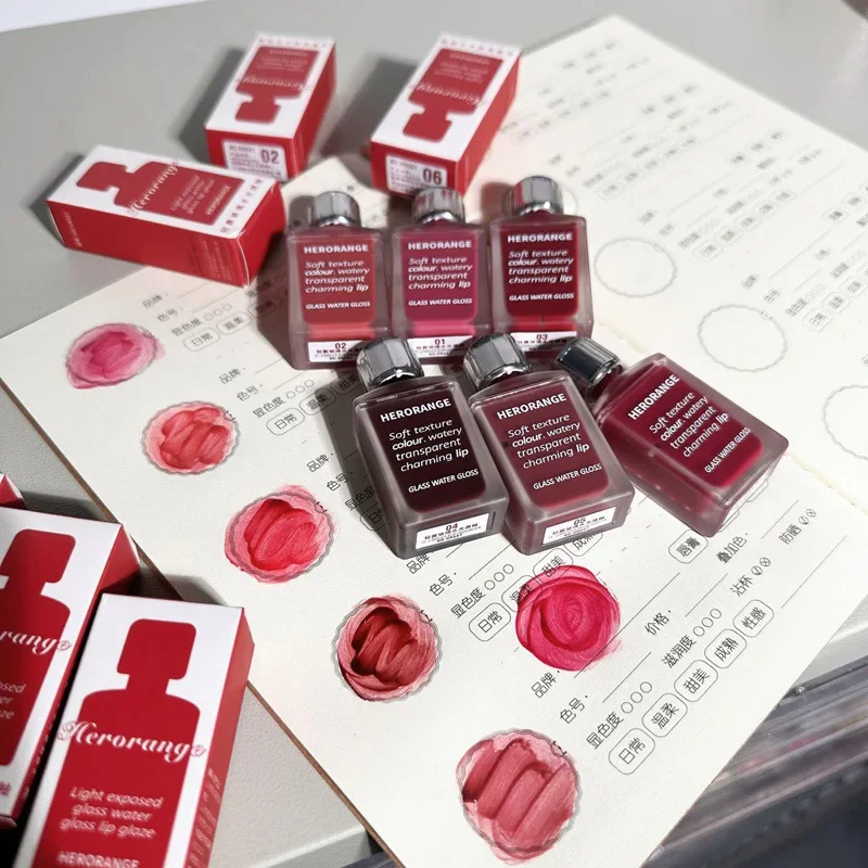 Maquiagem hidratante batom líquido, sem água, de longa duração, vermelho, chá, vermelho, espelhado, rosa, coreano cosméticos, 6 cores