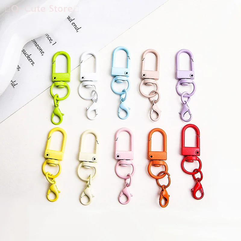 10/50 قطعة حلقة تسلق ملونة المشبك مفتاح سلسلة الدورية Keyrings DIY بها بنفسك مفتاح سلسلة أكياس المعلقات اكسسوارات بالجملة