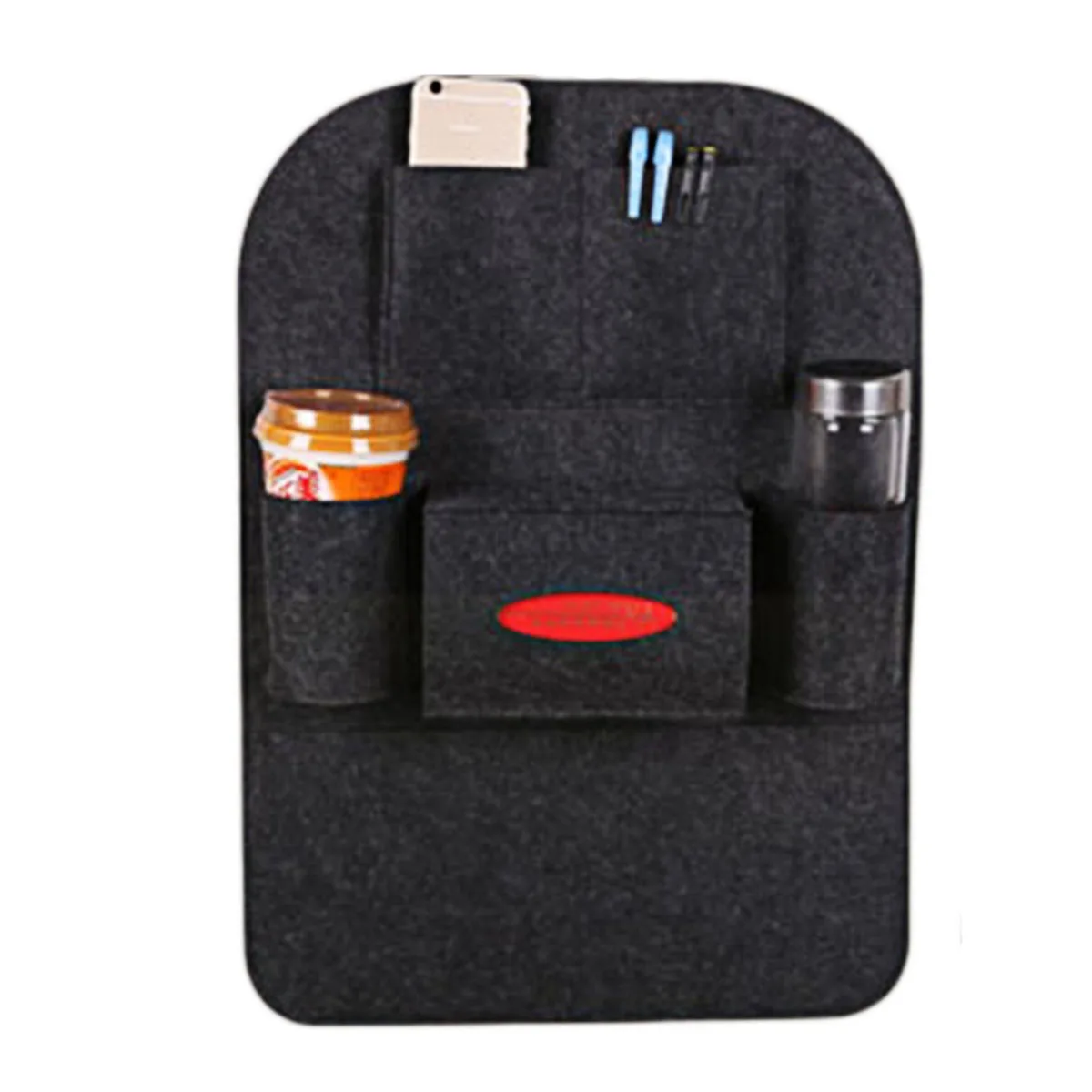 

Car Back Seat Organizer Storage Bag With 6 Pockets For Kids Durable Felt Material Auto Storage Accessories Black