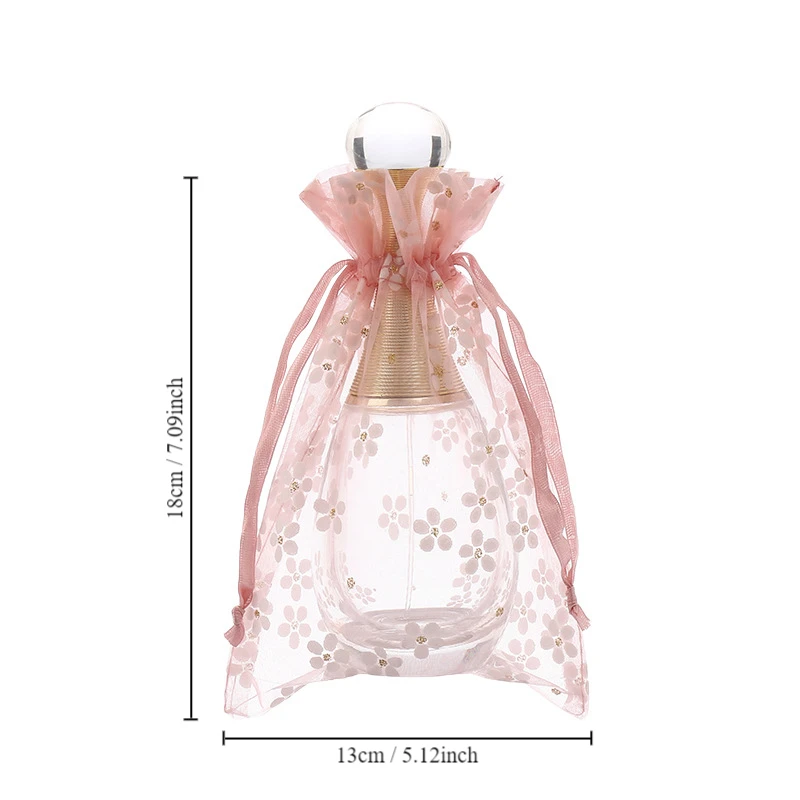 10PCS 13x18cm Printing Sheer Organza Bags Small Gift Drawstring Pouch for Jewelry Cosmetic Christmas Candy Package String Bags