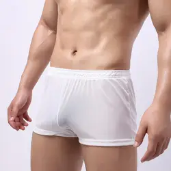 Underpants Solid Color Underwear Thin Transparent for Daily Wear Men for Daily Boxer Mesh Soutong See Through Yarn Mid Waist