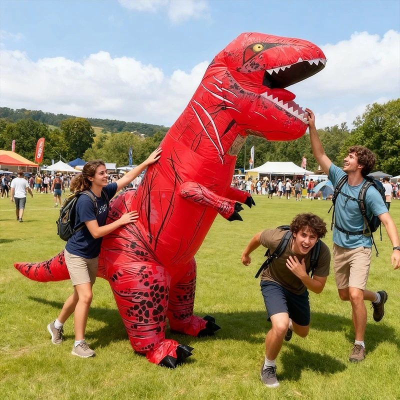 

Inflatable T-Rex Dinosaur Costume Funny Blow Up Dinosaur Cosplay Outfit for Adult Kid Christmas Carnival holiday party costumes