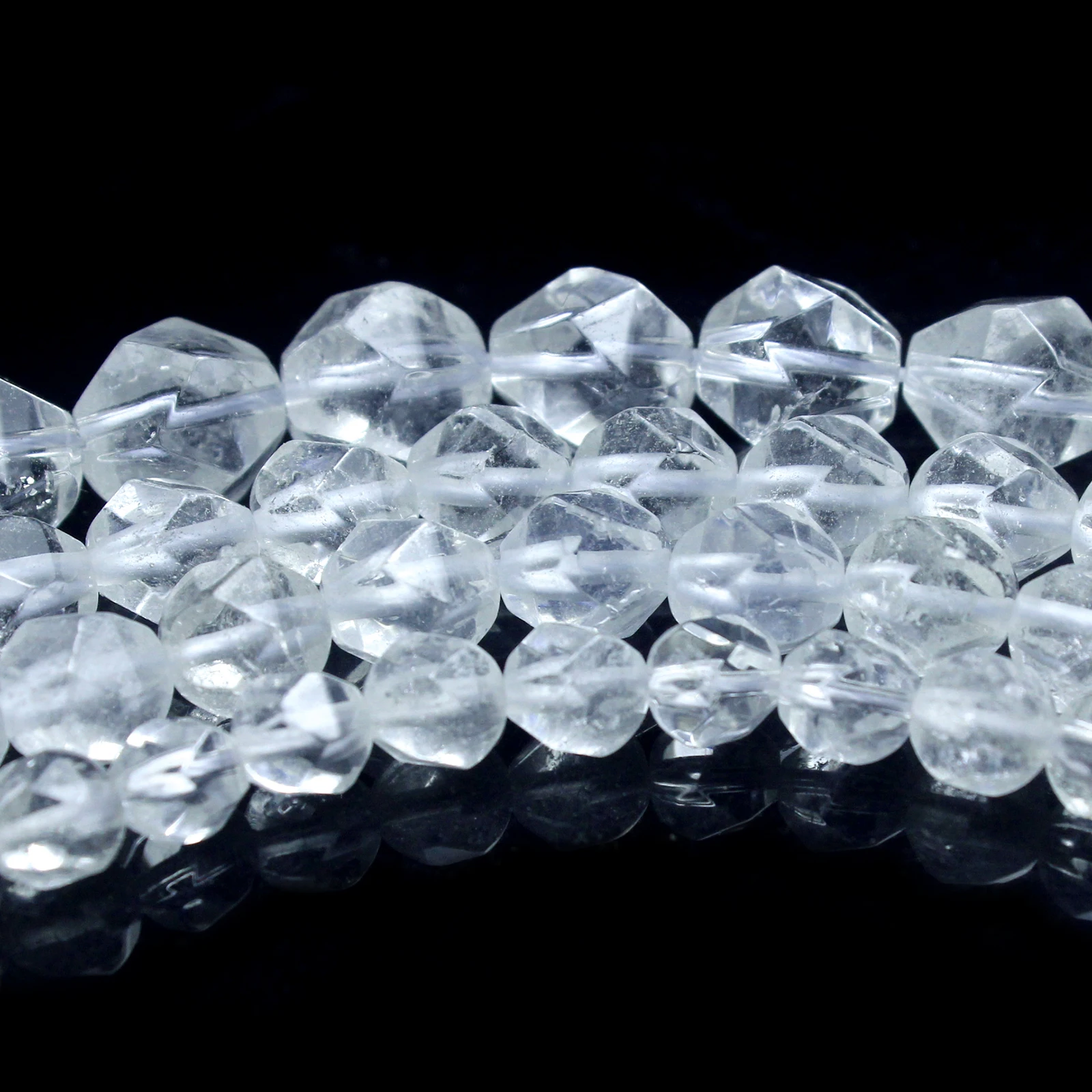 Natural Faceted White Crystal Quartz Transparent Gem Beads Round Loose Beads for Jewelry Making Diy Bracelet Necklace