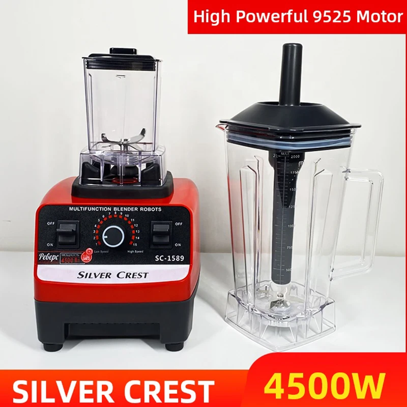 2 In 1 4500w Kitchen Appliances Heavy Duty Commercial Mixer Smoothie Juicer Food Processor Silver Crest Blender