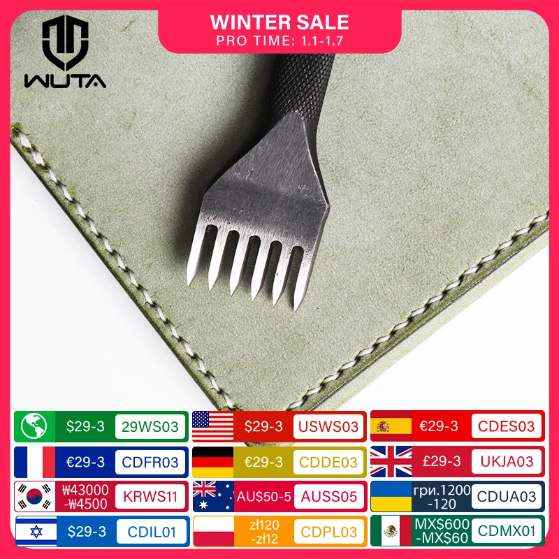 WUTA 1 Piece Diamond Point Black Pricking Iron Leather Chisel Leather Craft Hole Punch Tools Stitching Tools 3/4mm Available