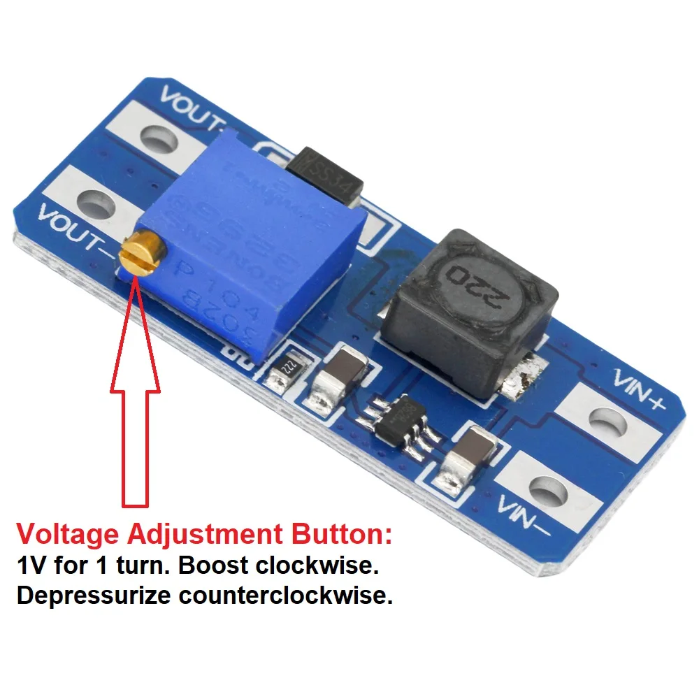 MT3608 2A DC-DC Step Up Converter Booster Power Supply Module Boost Step-up Board Input Voltage 2V-24V to 5V-28V for Arduino