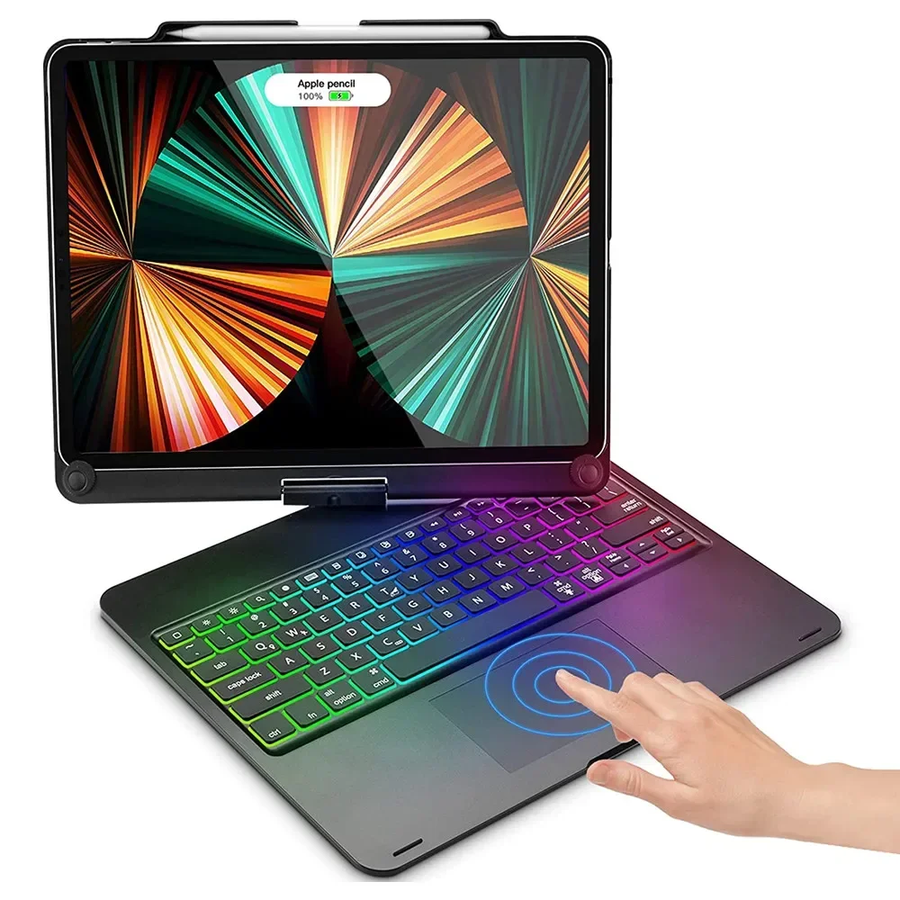 For iPad Pro 12.9 Keyboard Case for iPad 10.2 7th 8th 360 Degree Rotatable Wireless Bluetooth Keyboard Auto Sleep Wake Keypad