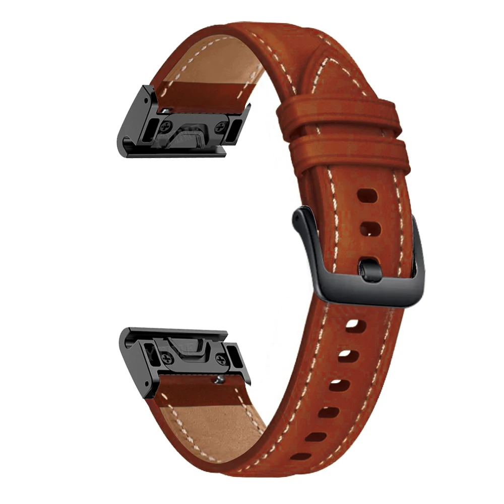 26 22Mm Lederen Horlogeband Wriststrap Voor Garmin Fenix 6X 6 Pro 5X 5 7X 7 3HR Gemakkelijk Fit quick Release Wirstband Fenix6