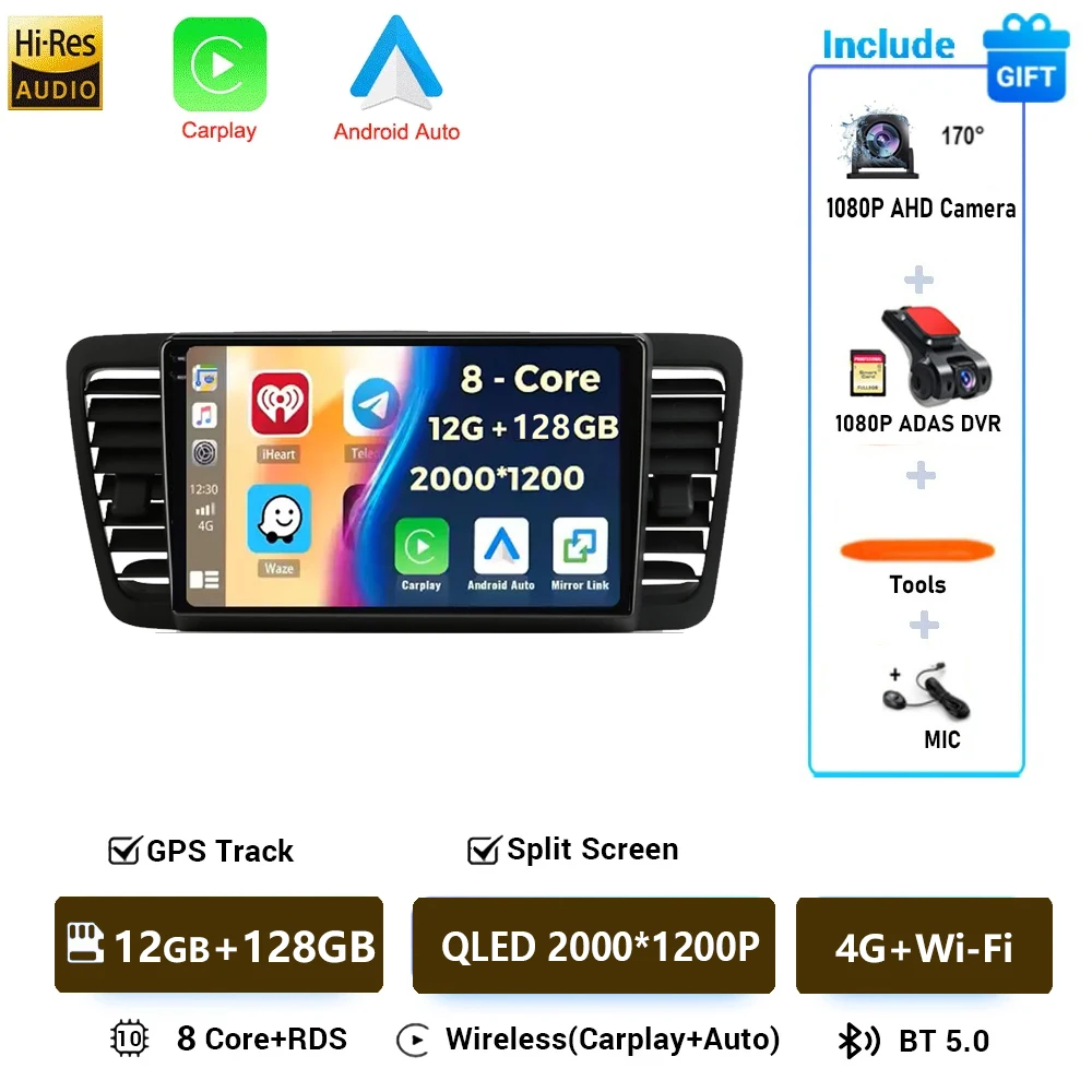 Android 16 Voor Subaru Outback 3 Legacy 4 2003-2009 LHD 2K QLED Android Autoradio Multimedia Video speler GPS Stereo CarPlay 4G