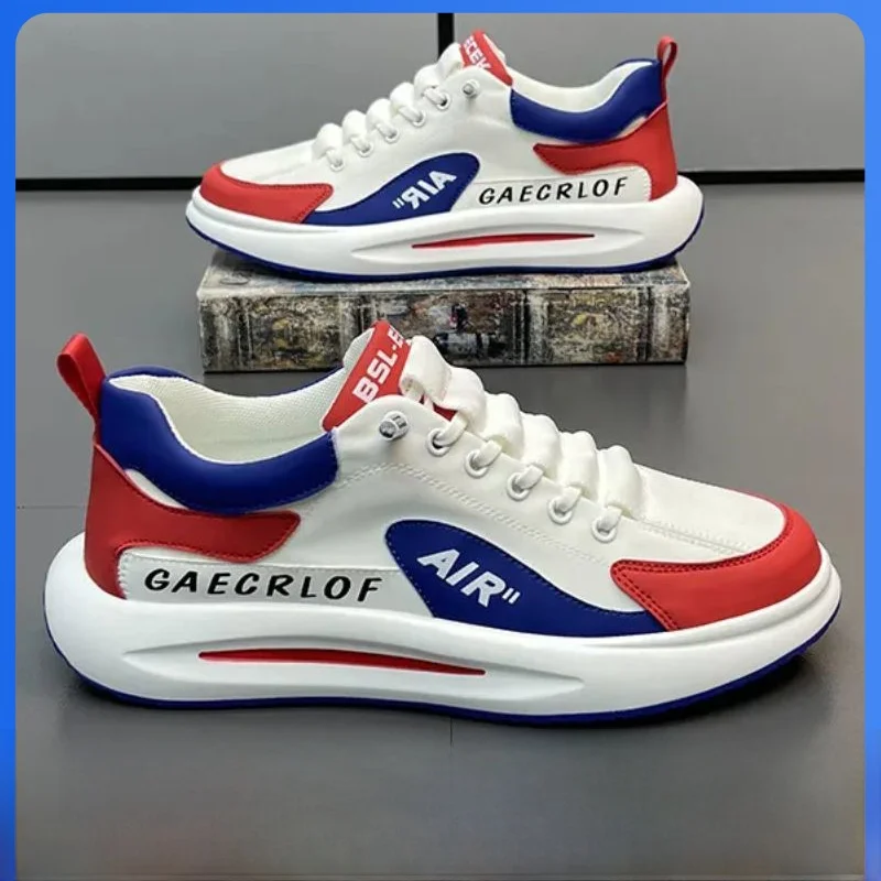 Zapatillas Casuales Cómodas con Suela Gruesa, Zapatos de Moda para Estudiantes, Transpirables y Ligeros con Parte Superior de Malla de PU y Suela de PVC