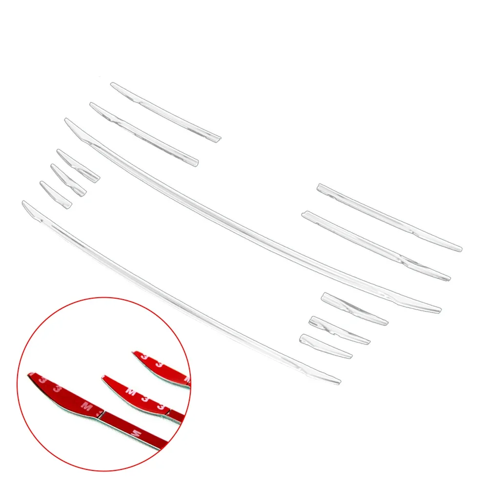 

For Audi A3 Sedan 2014-2016 Stainless Steel Trim Car Center Grille Grid Sticker Decorative Cover Front Grill Stripes Accessories