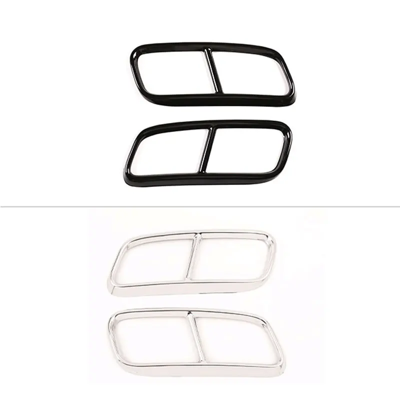 For Audi Q7 2016 2017 2018 Stainless Steel 2pcs Car Tail Muffler Exhaust Pipe Output Cover Protective Trim