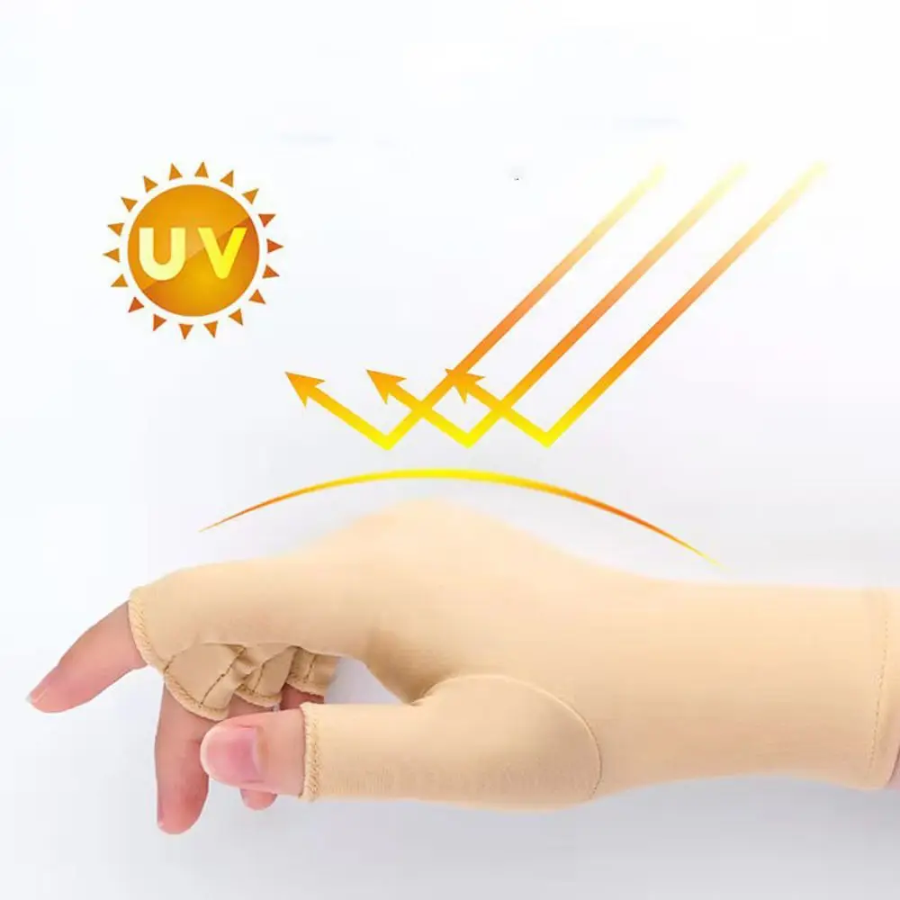 Summer Short Fashion Cycling Two Finger Driving Ice Silk Gloves Fingerless Man Mittens Women Gloves