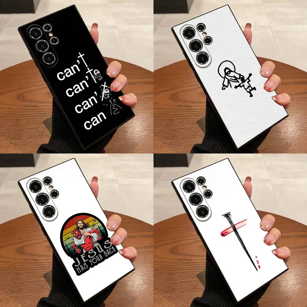 

Cool Jesus Cross Phone Case For Samsung S25,S24,S21,S22,S23,S30,Ultra,S20,Plus,Fe,Lite,5G Black Cover