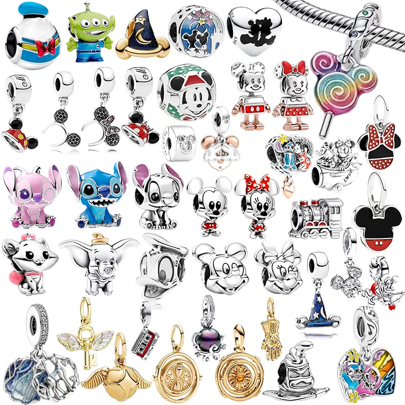 

New Miniso Disney Mickey&Minni Marie Cat Stitch Donald Duck Beads Charms Fit Original European Silver Bracelet DIY Jewelry Gifts