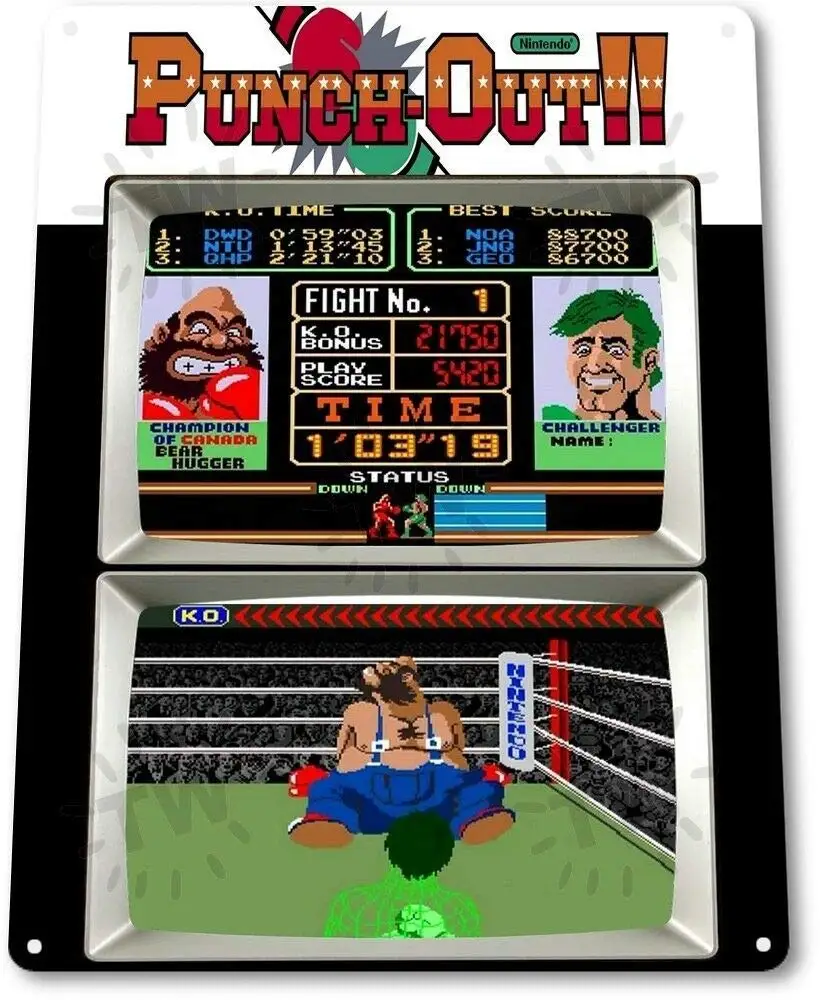 Keviewly Punch Out Classic Boxing Arcade Marquee Game Room Wall Art Decor - 8