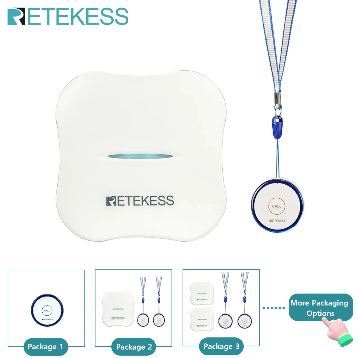 Retekess WiFi Caregiver Pager Medical Alert System TH011 Receiver TH013 Emergency SOS Call Buttons For Elderly Patients Kids