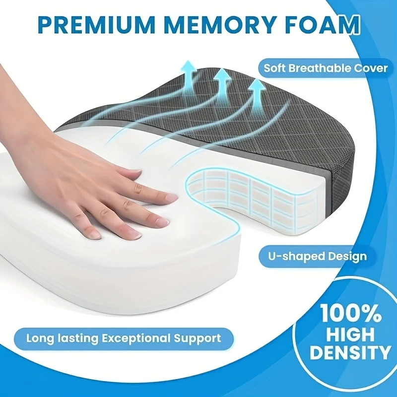 Ergonomisches Hüftsitzkissen aus Memory-Schaum – atmungsaktives Sitzkissen, geeignet für Büro-, Auto- und Flugzeugsitze – Detail 6