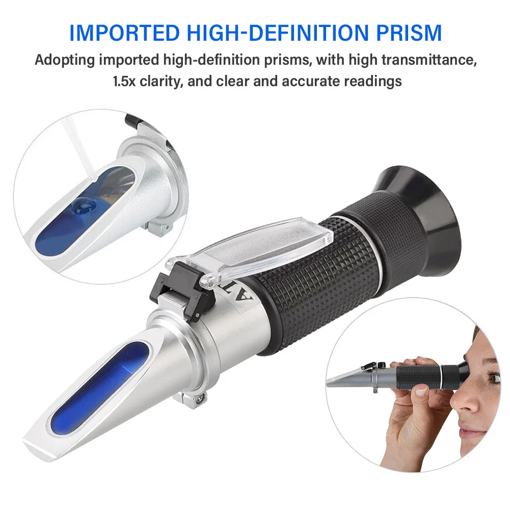 3-in-1 Grape Wine Refractometer 0-25% Alcohol 0-40% Brix 0-25°Baume\' Tester Concentration Meter with ATC for Brewing Winemaking