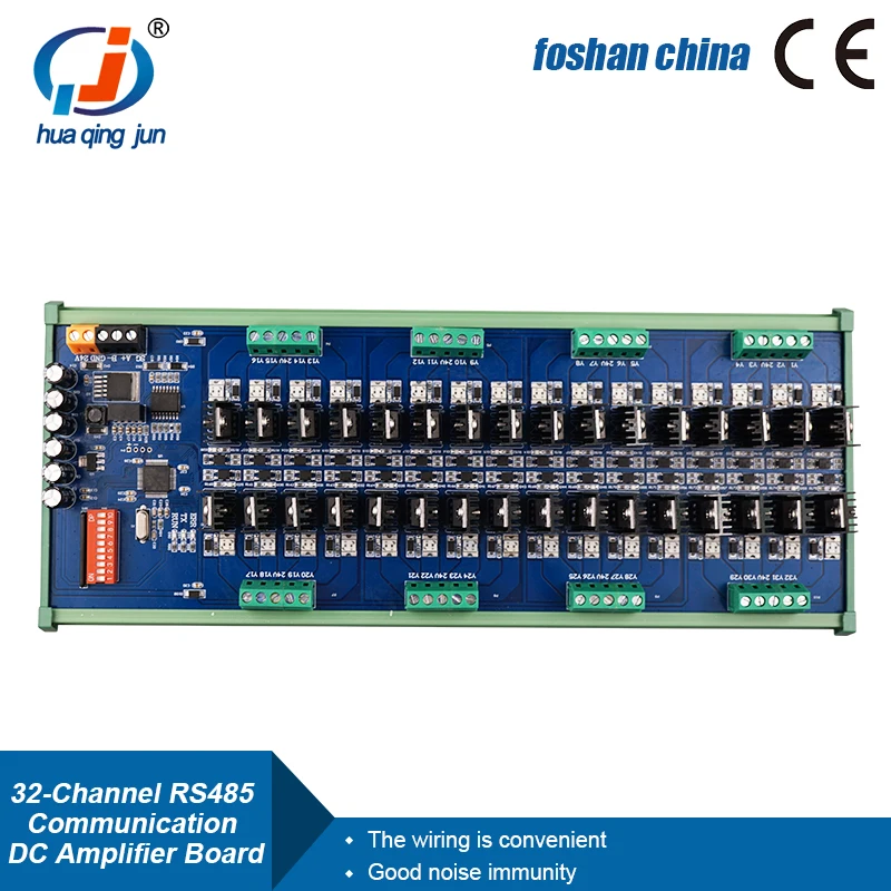 Huaqingjun 32-Channel RS485 Modbus RTU Protocol Communication DC Transistor Output Board for DC Motor