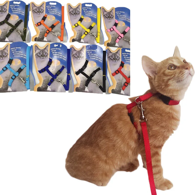 

Cat Harness and Leash Set 10 colors Adjustable Nylon Pet Traction Harnesses Outdoor Walking Cat Collar Leads Leash Pet Supplies