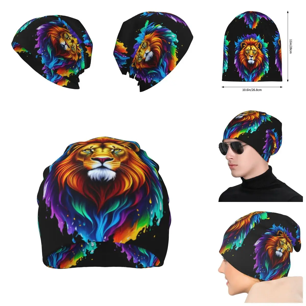 Chapéu de mictório sem borda unisex, animais legais, leões, tigres, malha, quente, presente para homens e mulheres, inverno