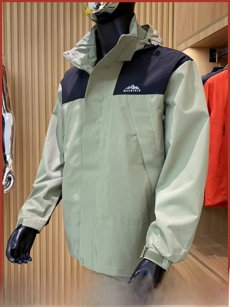 

New Winter Outdoor ex Tee-in-One Fce Lined Waterproof Jaet Color Blo Thiened Coat Stand Fit Youth Faion