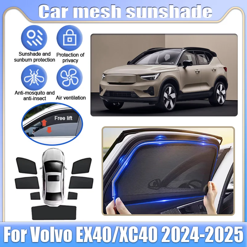 

Car Mesh Shades For Volvo EX40 2024 2025 XC40 Recharge Auto Accessories Window Sunshades Sunscreen Privacy Curtain Sun Visor