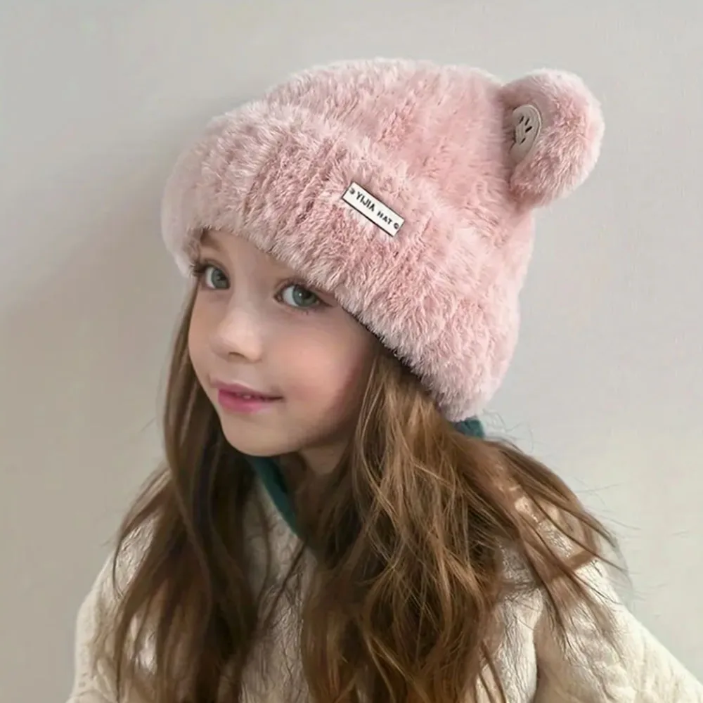 

Winter Warmth for Boys & Girls 3-8 Years, Stretchy Fit & Plush Lining Plush Animal Design with Ears Cozy Cap for Christmas