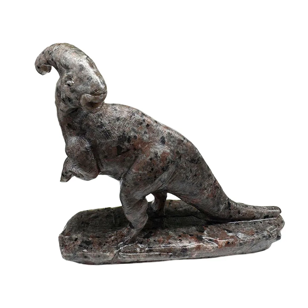 Custom Natural Yooperlite Parasaurolophus Figurine - 12cm Hand-Carved Gemstone Dinosaur Statue Healing Crystal Decor