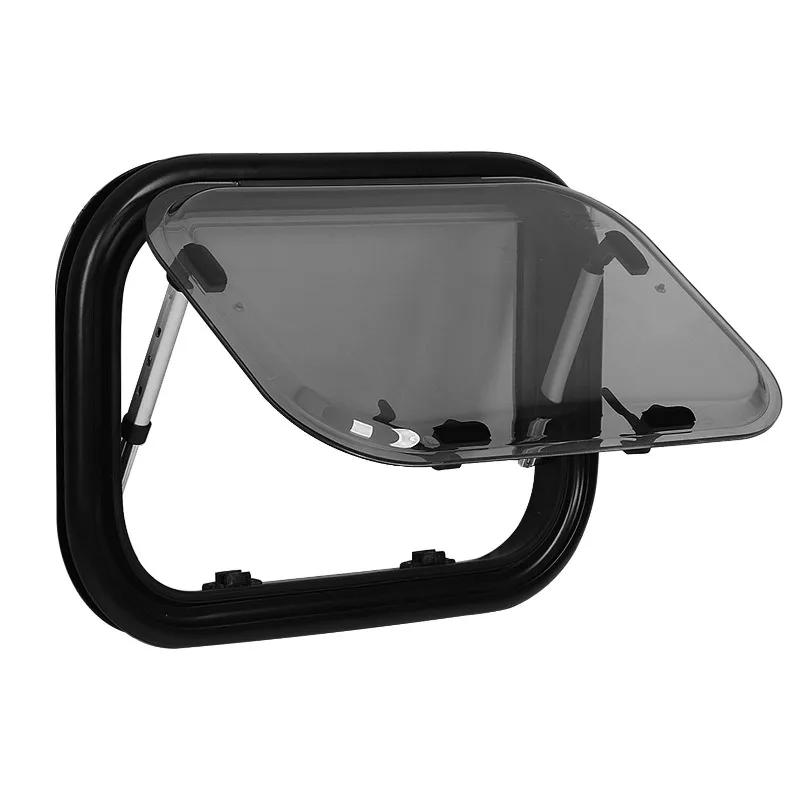 RV Push Out Window 500mm 350mm with Screen Sunshade Acrylic Glass 75° Opening Angle Anti UV for Trailer Campers