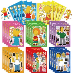 8/16sheets The Simpsons Cartoon Anime Puzzle Stickers Make a Face Children DIY Funny Assemble Jigsaw Decals Kids Educational Toy