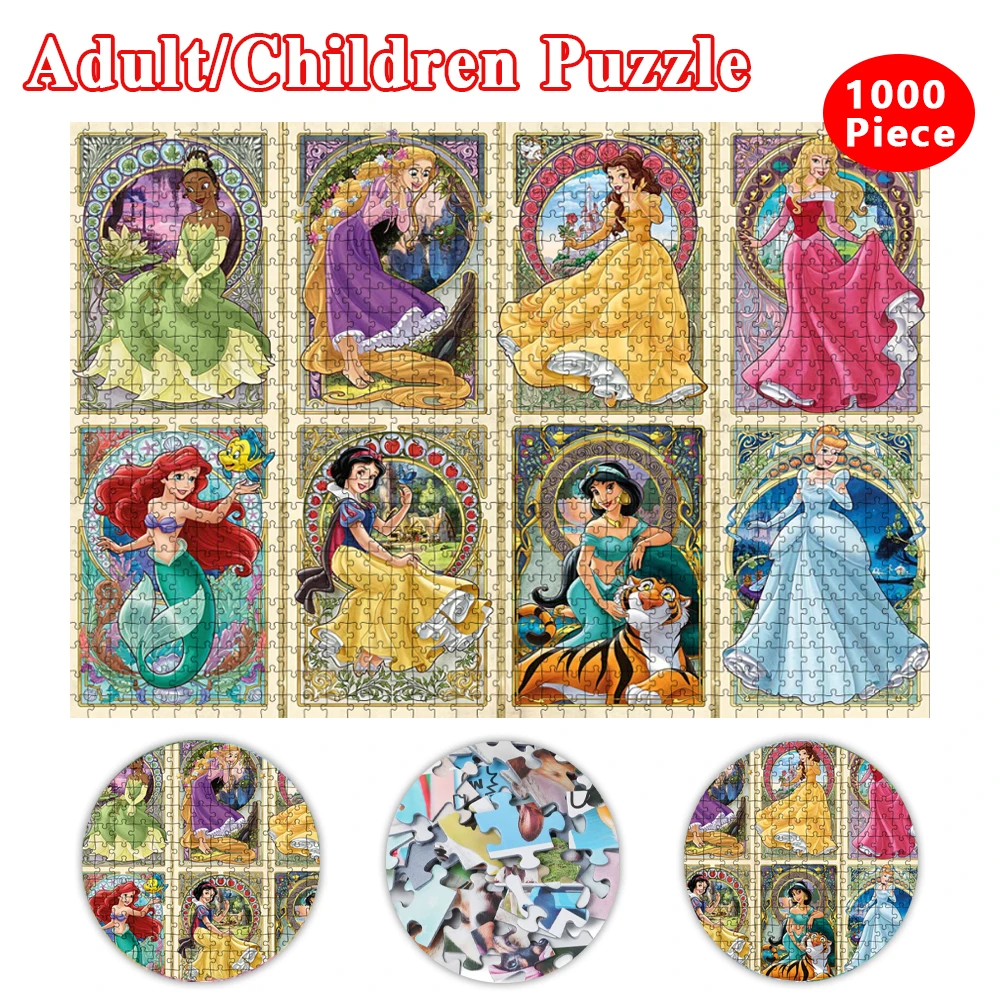 

Disney Princess 1000 Pieces Adults Jigsaw Puzzles Snow White Jasmine Educational Toys Kids Intellectual Diy Puzzle Game Gifts