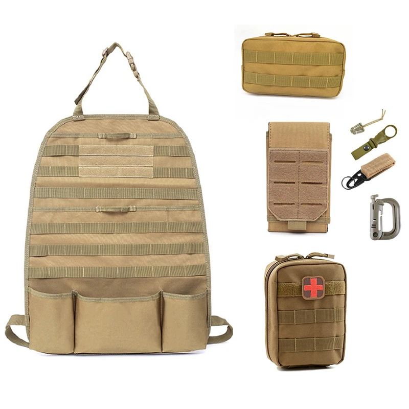 Tactical Molle Car Sear Back Organizer Pocket Multi Storage Bag EDC Bag Phone Pouch For Universal Cars Seat Cover Bag