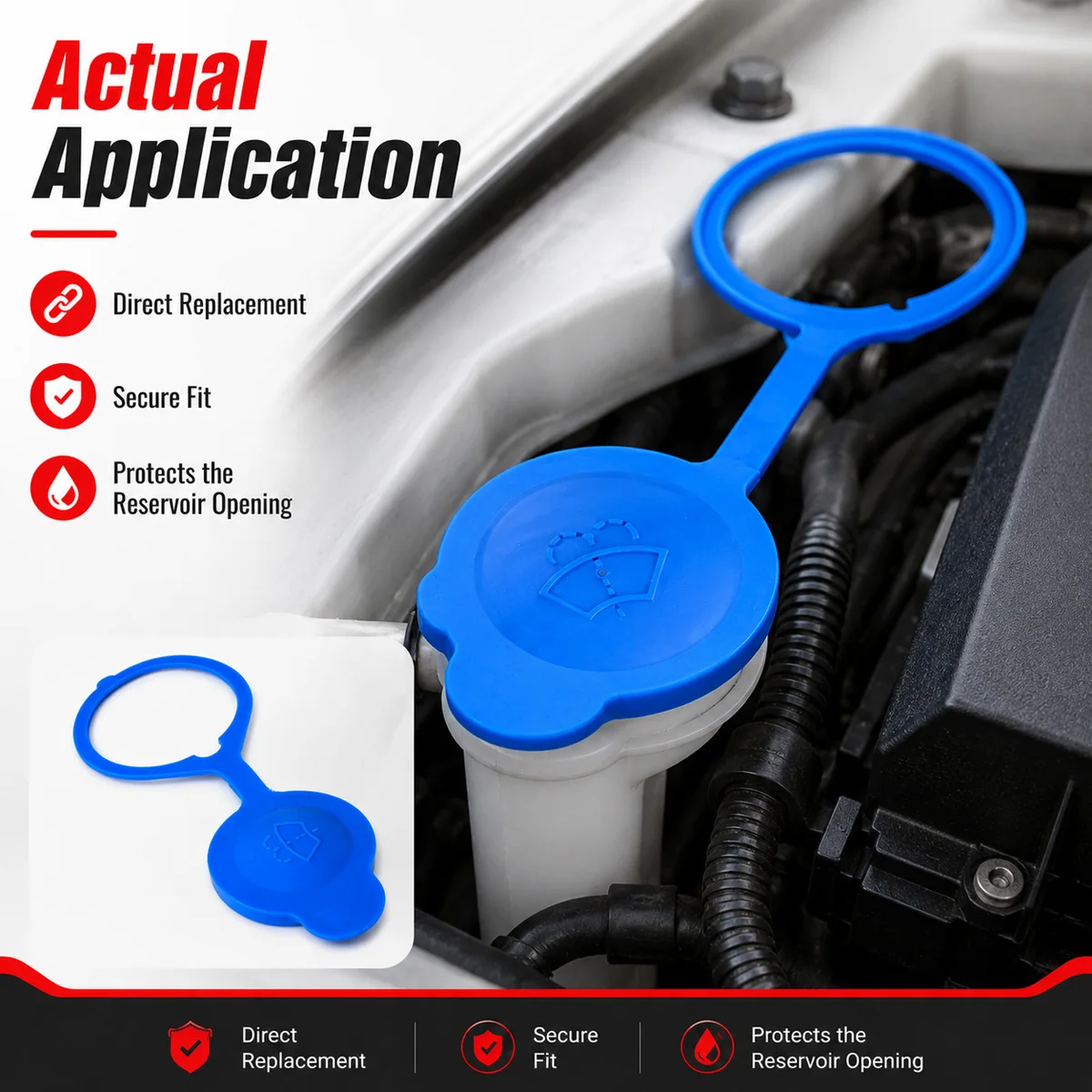PINMOAP Suitable For Land Rover DMG10001L Windscreen Washer Reservoir Cap Blue Plastic Tethered Cover Easy Install Replacement