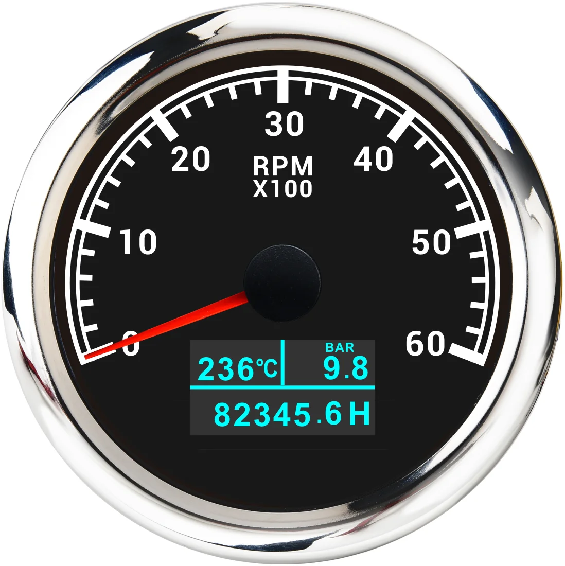 85MM WHITE FACEPLATE ANALOG GPS TACHOMETER 8000RPM WITH LED HOUR METER/WATER TEMP/OIL PRESSURE METER