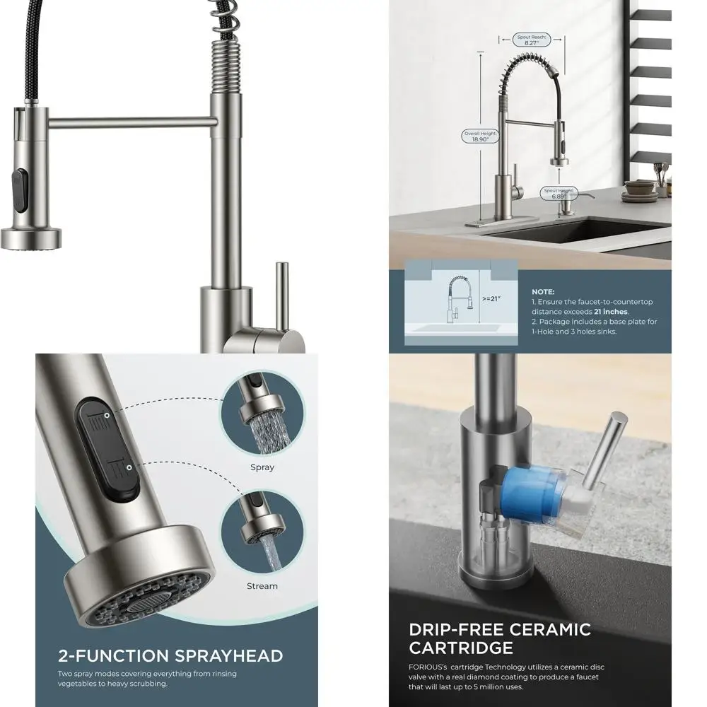 

Stainless Pull-Down Spray Kitchen Faucet with Single Handle for RV and Utility Rooms