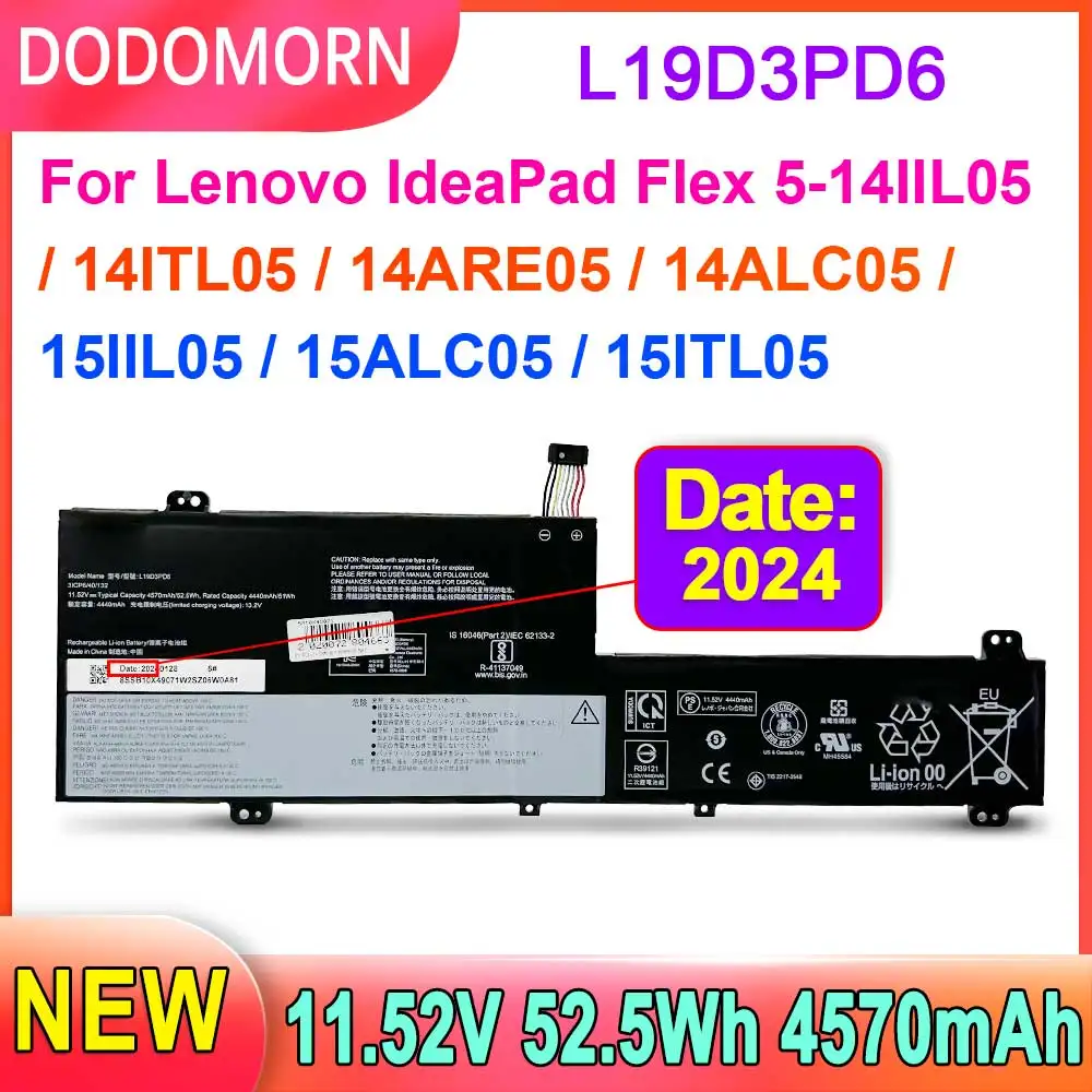 New L19D3PD6 Laptop Battery For Lenovo IdeaPad Flex 5-14ARE05 5-14ITL05 5-14IIL05 5-14ALC05 5-15IIL05 5-15ALC05 Series L19M3PD6