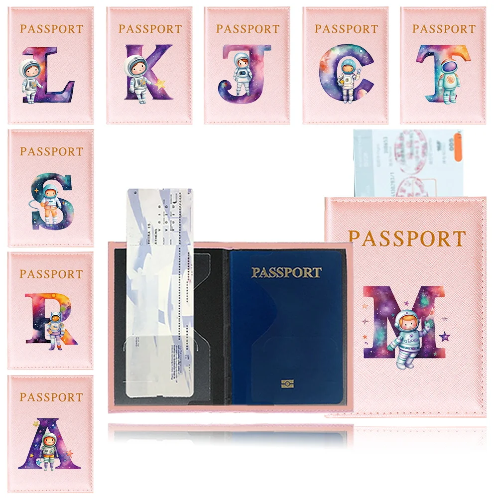 

Women Men RFID Vintage Business Passport Covers Holder PU Leather Waterproof Credit Card Protector Astronaut Letter Printing