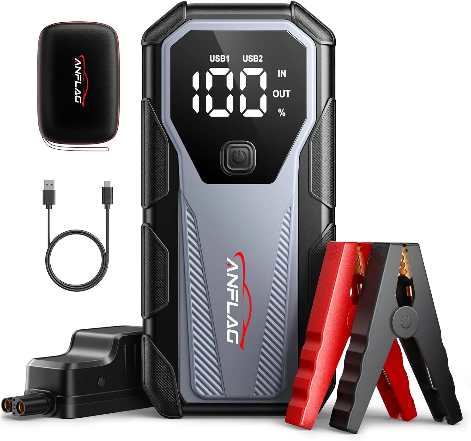 

7000A Car Jump Starter 12V, 21800mAh Portable Power Bank for Gas & Diesel Engines, Smart Cables, Cold Cranking -20°C, 200-Lumen