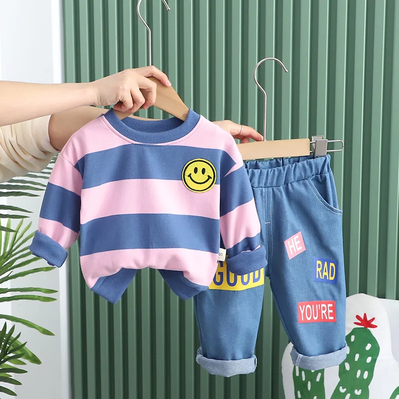 

Boy Girl Casual Clothing Sets Striped Tees + Pants Suit Toddler Spring Autumn Tracksuit Kids Baby Long Sleeves Clothes
