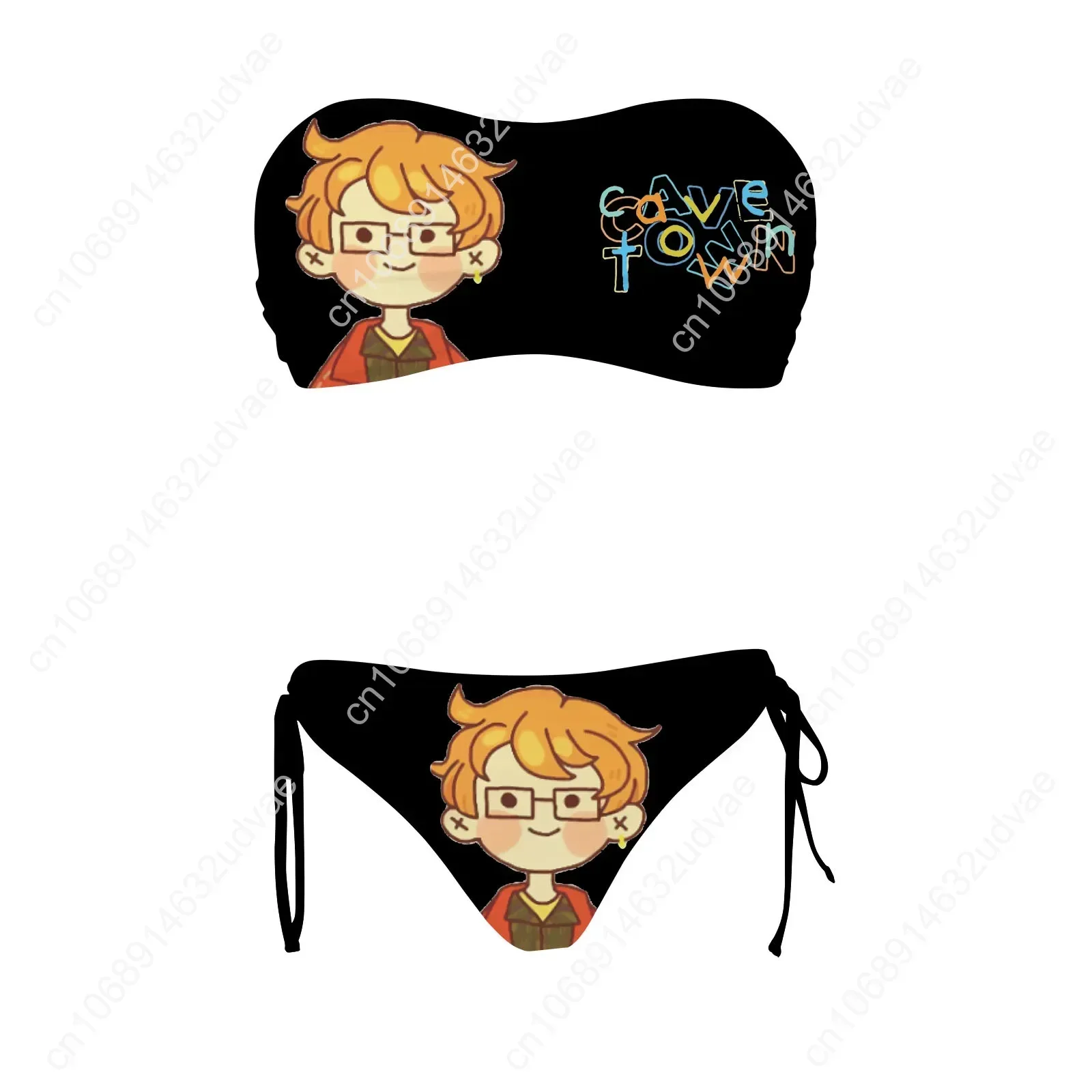 CAVETOWN Swimsuit Womens Drawstring Two Piece Set Bathing Suits Personalized Swimwear Pool Party Bikini Customize Beachwear