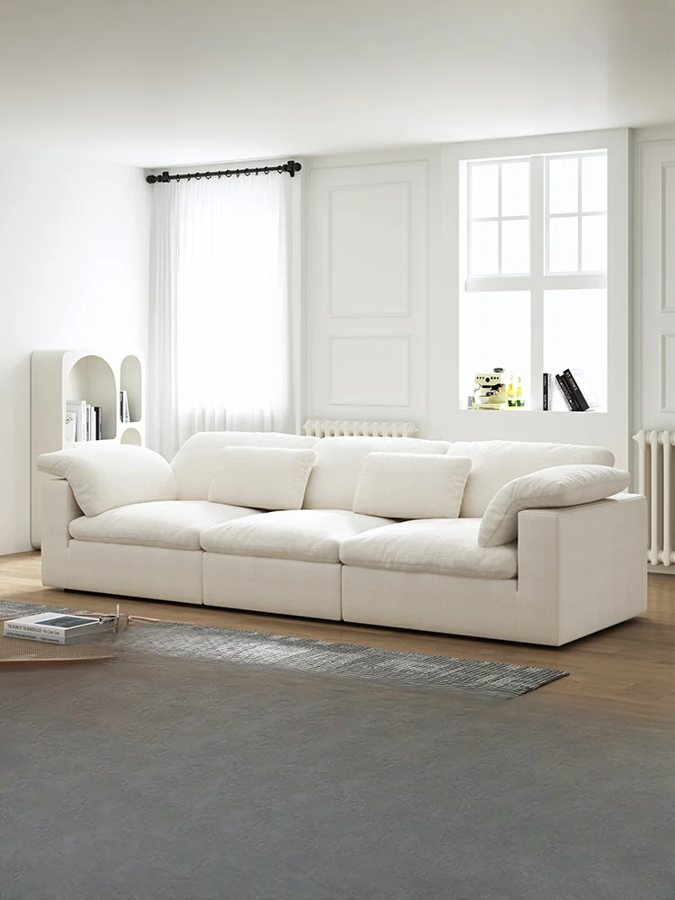 

Cloud Sofa, Deep Sitting, Quiet Wind, Modern and Minimalist Module, Cotton and Linen Straight Row Living Room Fabric Sofa