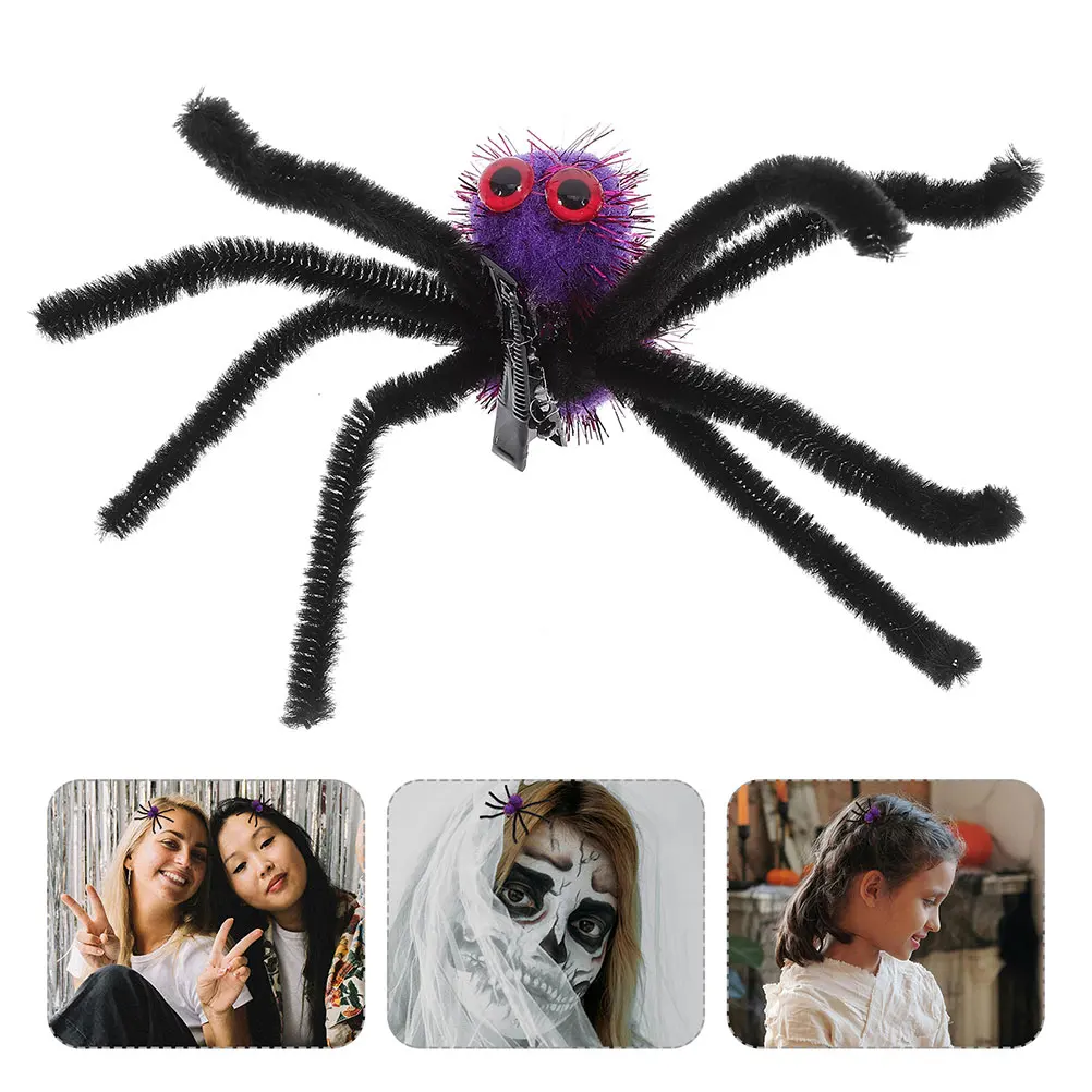 

Spooky Accessories Spider Hairpin for Halloween Barrettes Women Aldult Violet Hairball