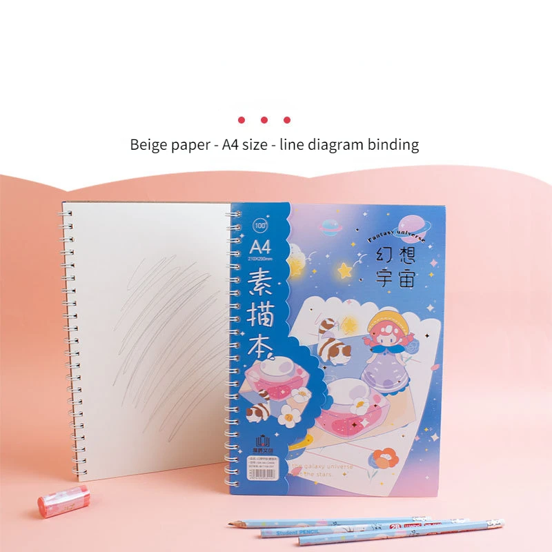 Cartoon Cute A4 Sketchbook Students Blank Doodle Sketching Painting Copy Drawing Book Art Stationery Supplies