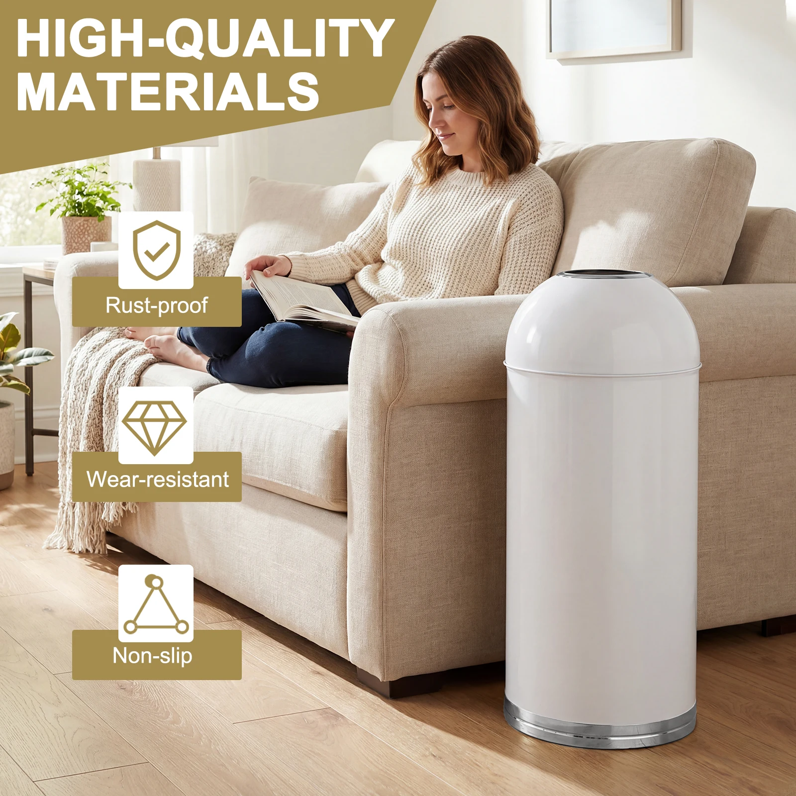 

58L Round Open Top Waste Bin with Removable Inner Bucket Large Waste Container Suitable for Hotels Restaurants and Coffee Shops