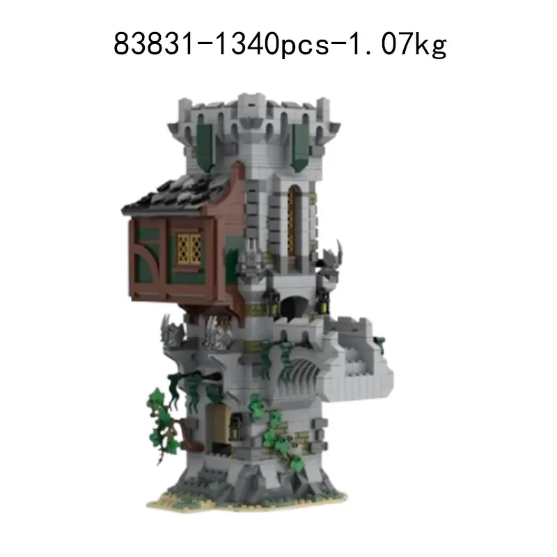 MOC-83831 Torre della guardia medievale 80710 Stabile 77495 Watermill Assemblaggio di piccole particelle Modello di blocco Decorazione del giocattolo
