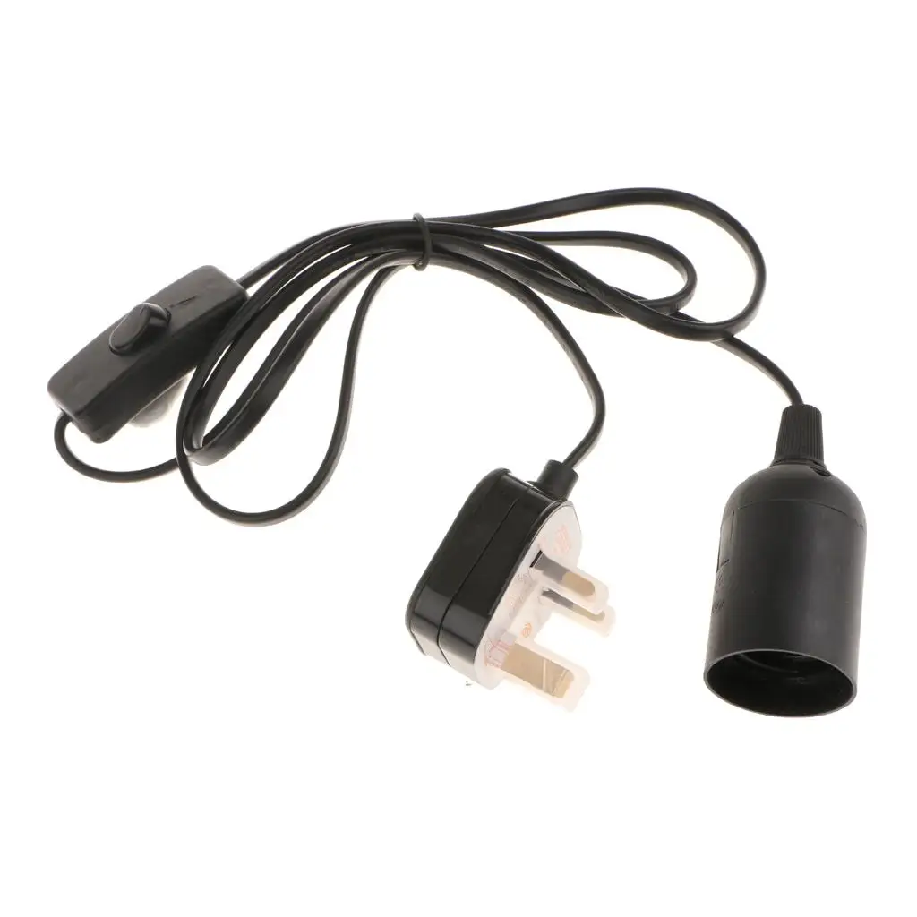 حامل مصباح E27 سلك تركيب معلق أسود مع كابل مرن 220 فولت